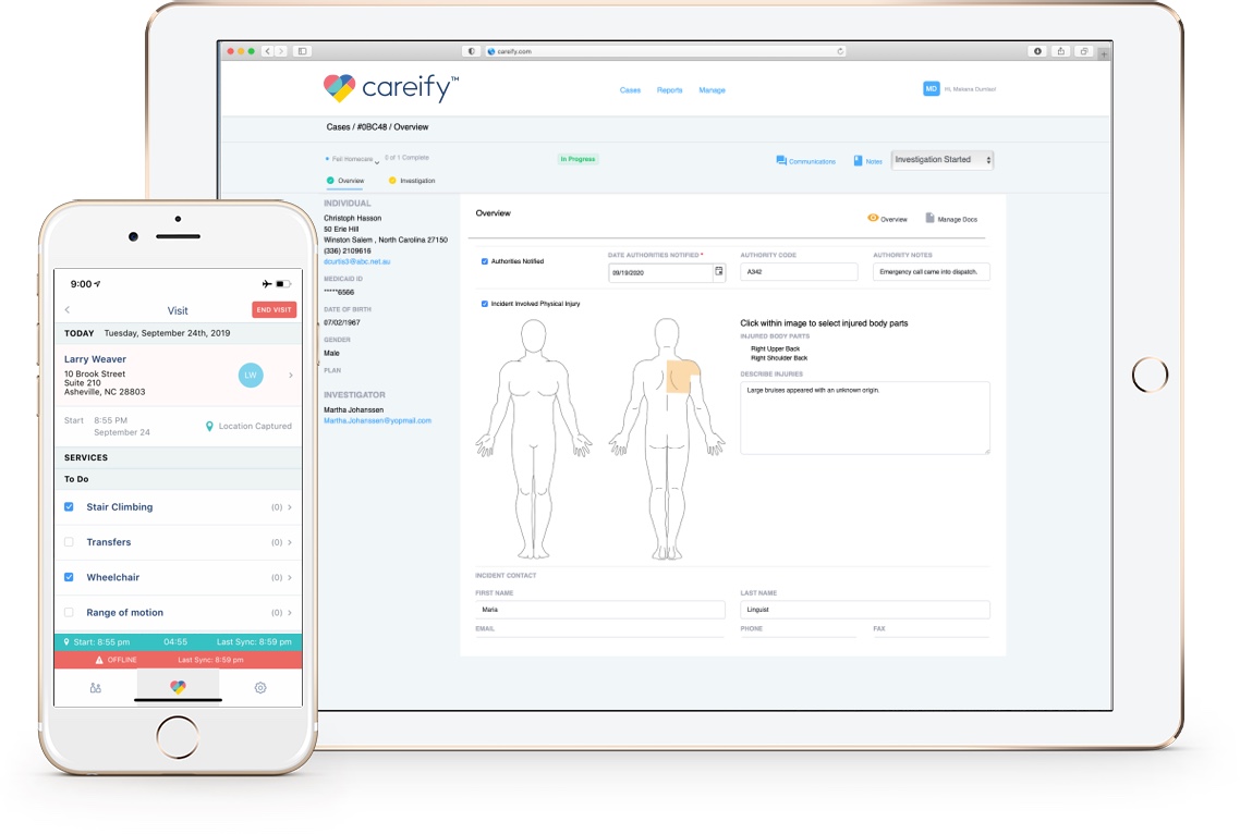 Careify web and mobile app image